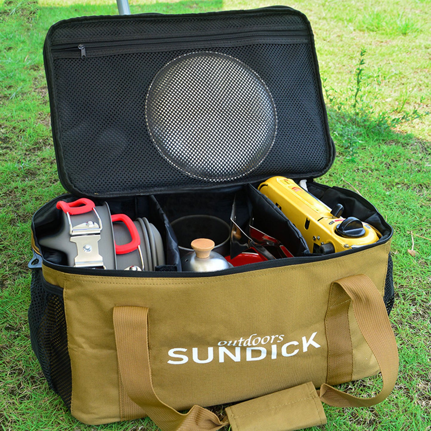 Outdoor Folding Storage Box with Large Capacity β Versatile Khaki Shopping Bag for Picnics and Travel 11