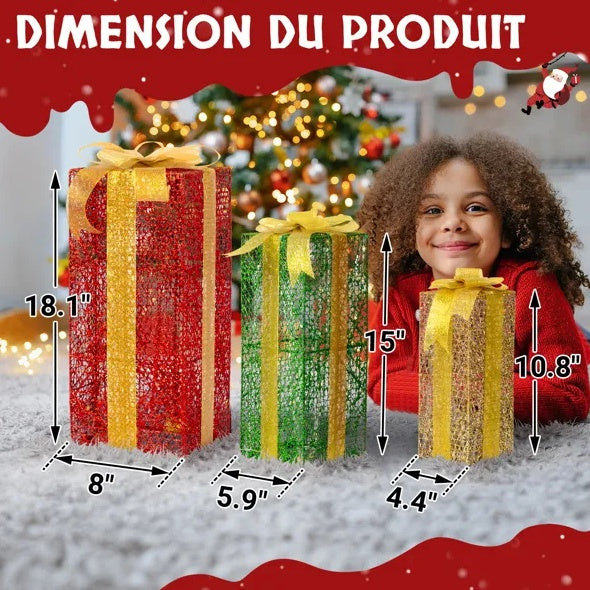 Set of 3 Lighted Christmas Gift Boxes