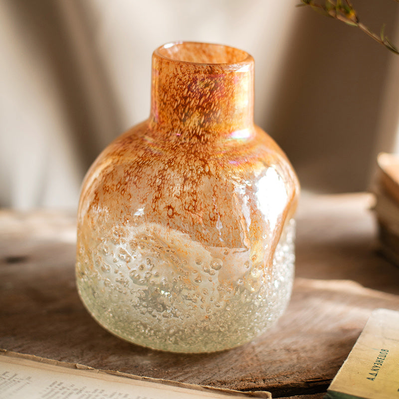 AMBER - Handmade Artistic Bubble Glass Vase
