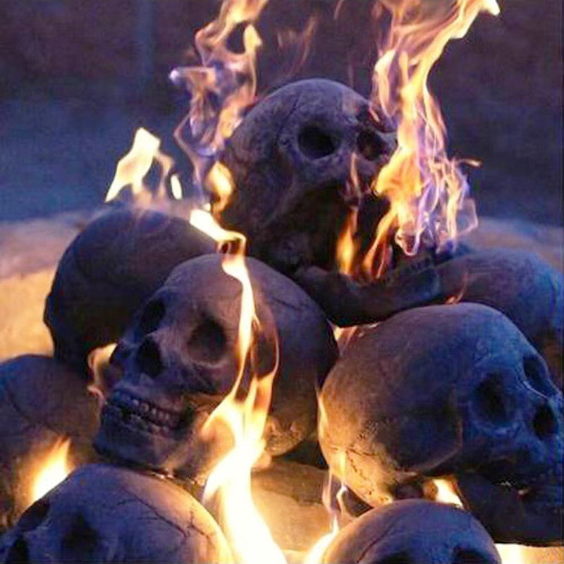 Skull BBQ Fire Ornament – American Style Resin Decoration for Halloween 5