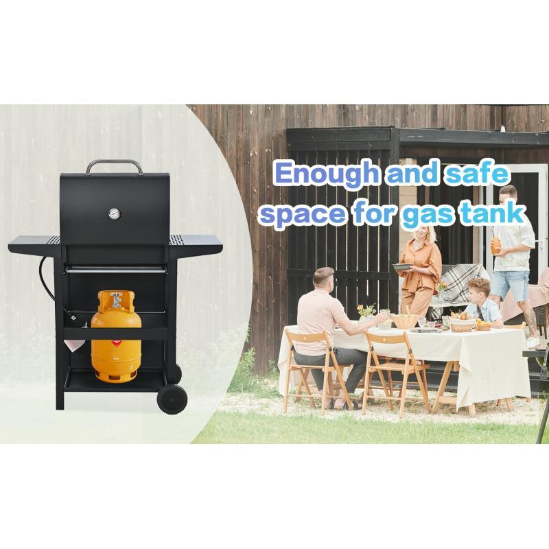 Three-Burner Propane Grill with Stainless Steel Construction and Built-in Thermometer