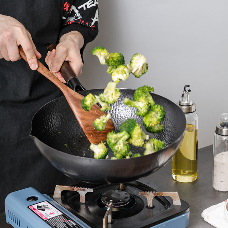 Handmade Iron Wok Pan with Wooden Handle β High-Temperature Resistant Cooking Essential for Healthy Meals 8
