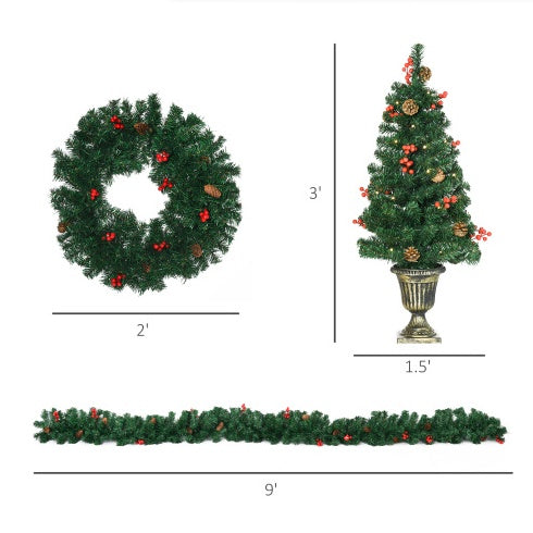 Pre-Lit Christmas 4-Piece Set