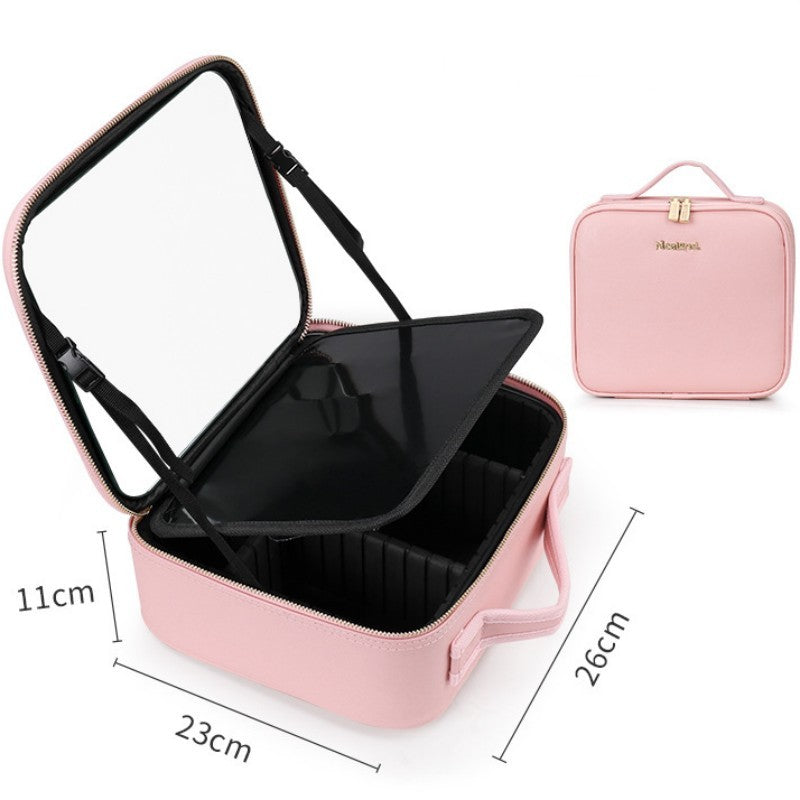 Smart LED Cosmetic Case with 4K Mirror β Large Capacity Travel Makeup Bag 8