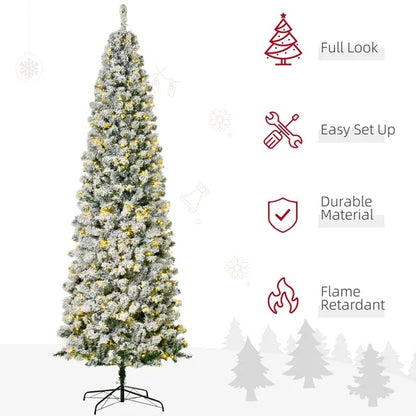 9ft Slim Snow-Flocked Artificial Christmas Tree
