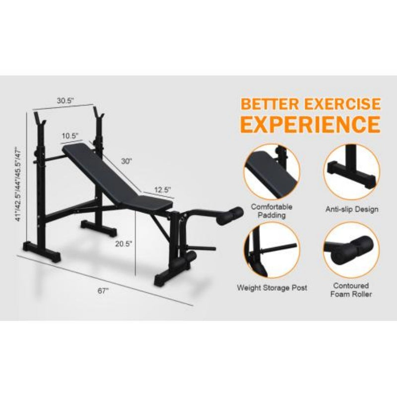 Adjustable Weight Bench with Squat Rack