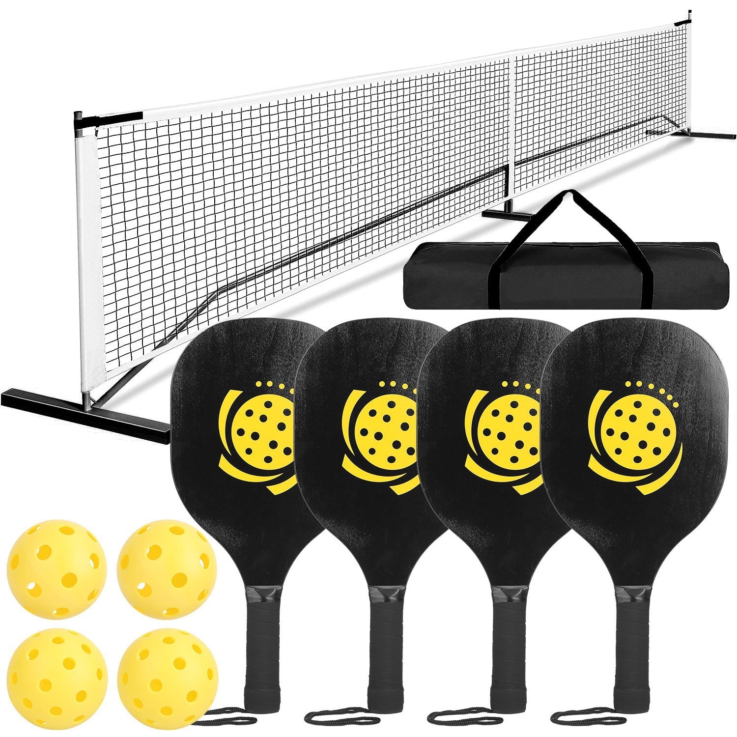 Portable Pickleball Set with Net, 4 Paddles and 4 Balls, Complete Pickleball Kit for Easy Setup and Outdoor Play 1