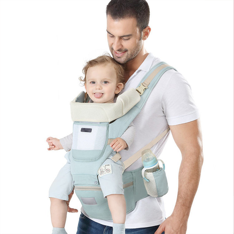 Multifunctional Baby Carrier Waist Stool for Ages 0-3 Years – Comfortable Light Grey Design with Multi-Functional Straps 4