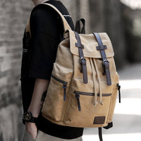 Large Capacity Canvas Backpack for Men – Retro Style Travel Bag with Zipper Pocket 7