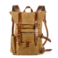 Retro Waterproof Canvas Backpack with Leather Accents – Ideal for Outdoor Travel and Mountaineering 6