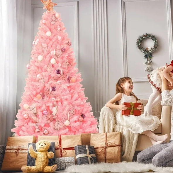 7.5 Feet Pink Hinged Artificial Christmas Tree