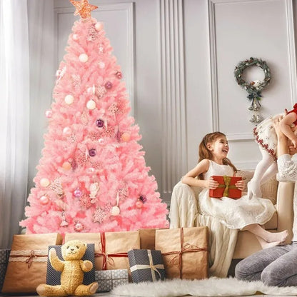 7.5 Feet Pink Hinged Artificial Christmas Tree
