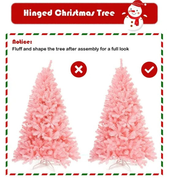 7.5 Feet Pink Hinged Artificial Christmas Tree