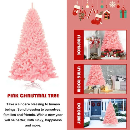 7.5 Feet Pink Hinged Artificial Christmas Tree