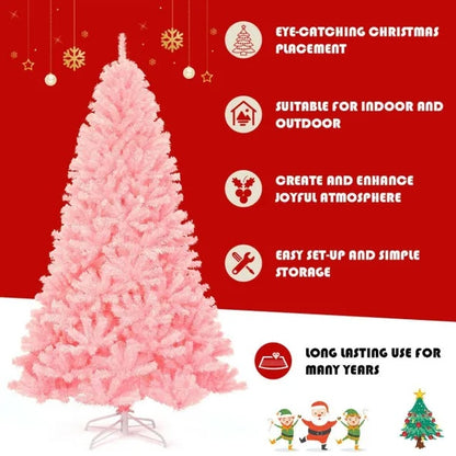 7.5 Feet Pink Hinged Artificial Christmas Tree