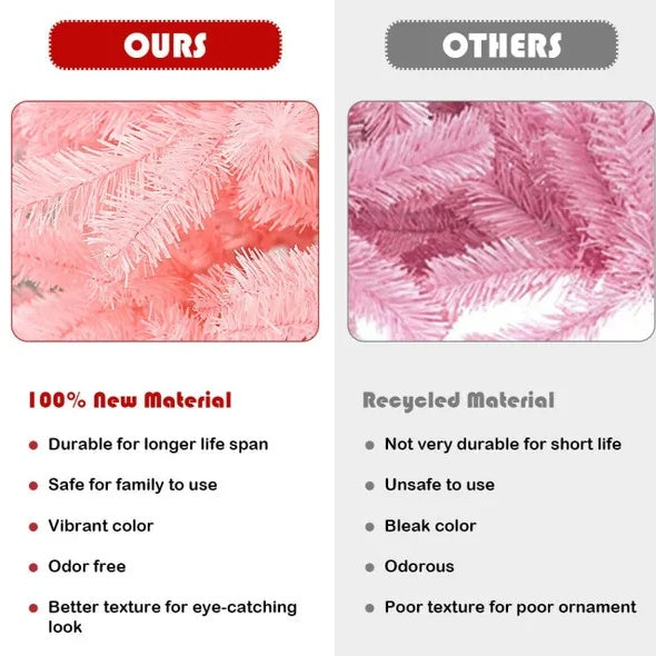 7.5 Feet Pink Hinged Artificial Christmas Tree