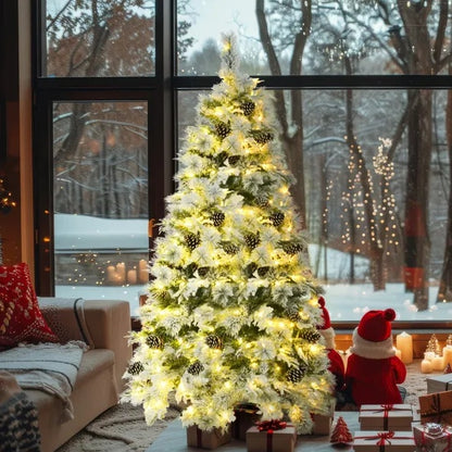 6FT Pre-Lit Snow Flocked Christmas Tree