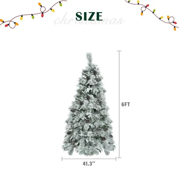 6FT Pre-Lit Snow Flocked Christmas Tree
