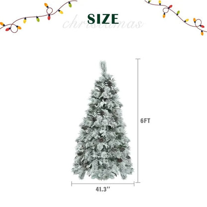 6FT Pre-Lit Snow Flocked Christmas Tree