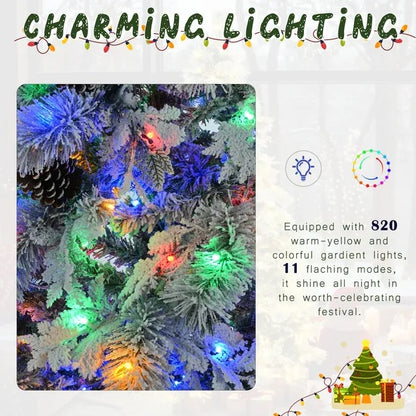 6FT Pre-Lit Snow Flocked Christmas Tree