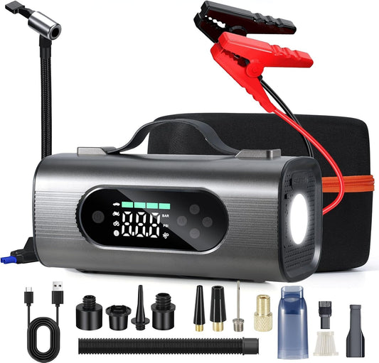 1000A Portable Car Battery Jump Starter with Air Compressor & Vacuum Cleaner - Best Car Jump Starter for 12V Vehicles 1