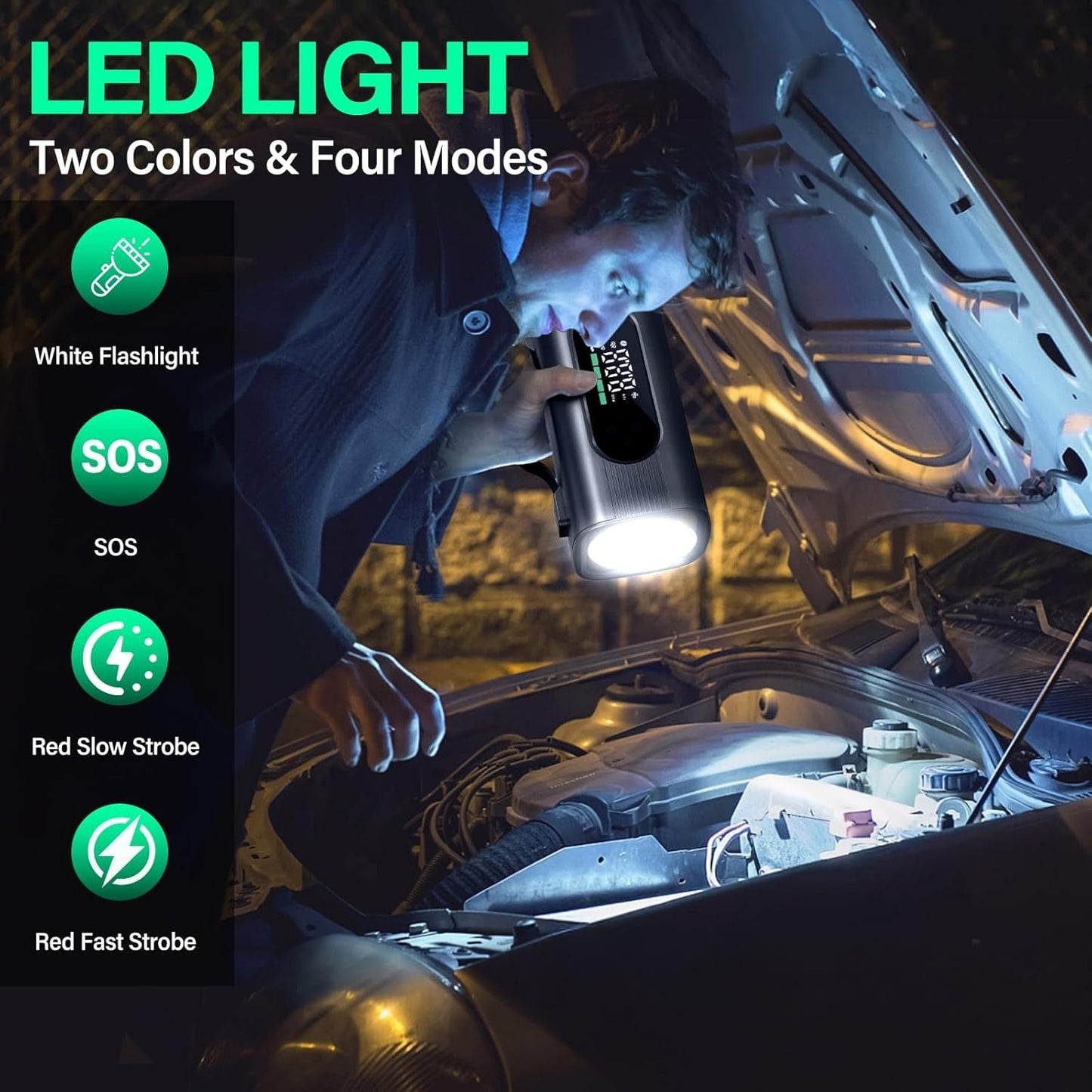 1000A Portable Car Battery Jump Starter with Air Compressor & Vacuum Cleaner - Best Car Jump Starter for 12V Vehicles 6