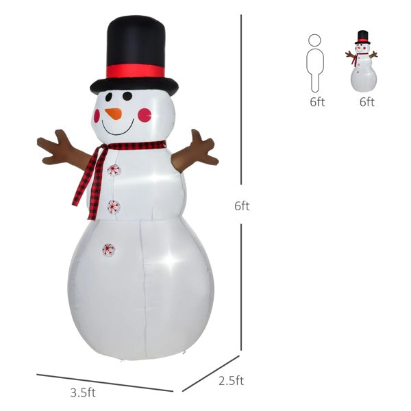 6ft Inflatable Snowman with LED Lights