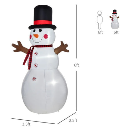 6ft Inflatable Snowman with LED Lights