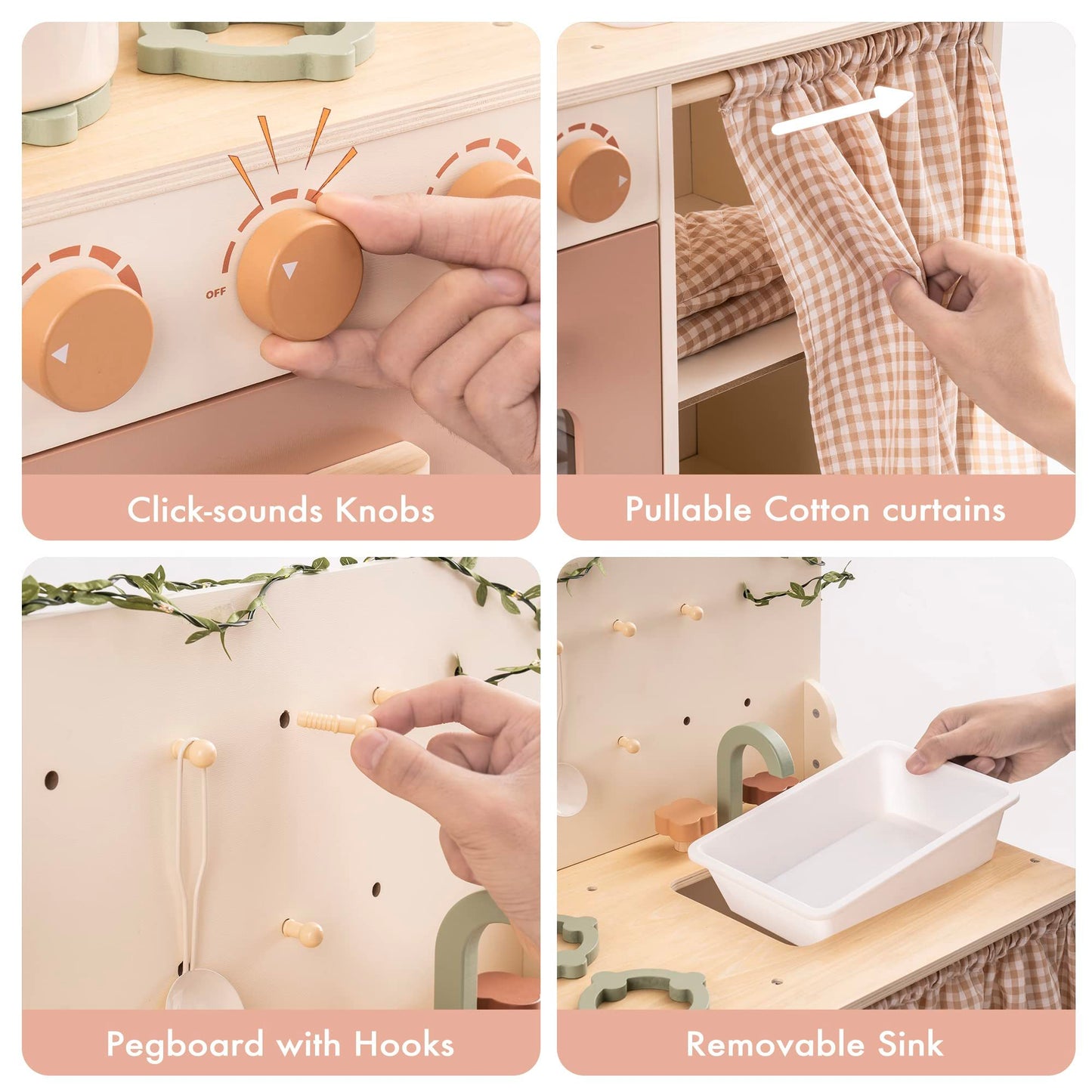 Rustic Wooden Play Kitchen Set for Toddlers