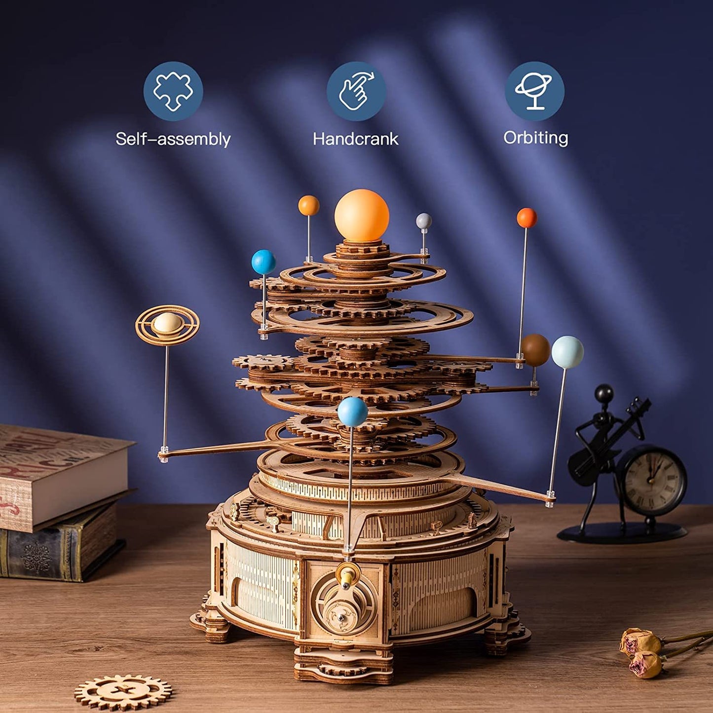 Rotatable Mechanical Orrery 3D Wooden Puzzle Kit