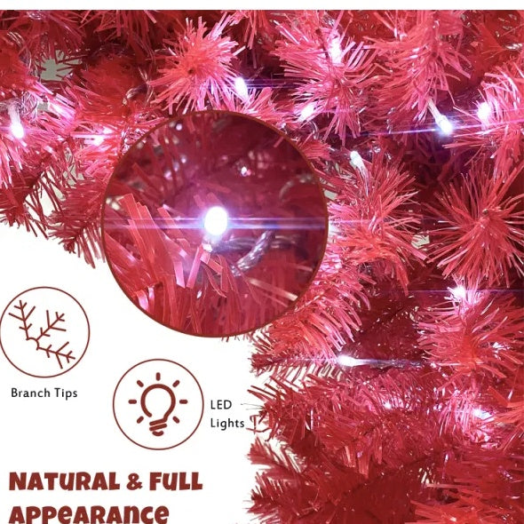 6FT Pre Lit Artificial Christmas Tree with 300 LED Lights