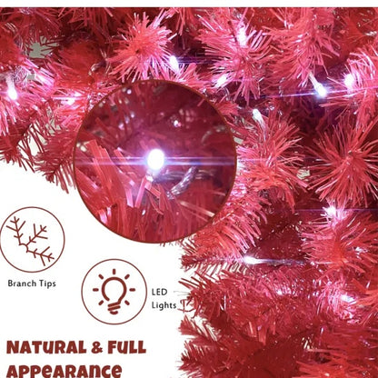 6FT Pre Lit Artificial Christmas Tree with 300 LED Lights