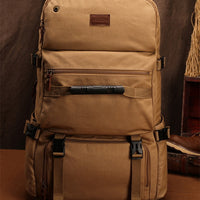 Casual Oversized Canvas Backpack for Men – Breathable and Wear-Resistant in Khaki and Black 3