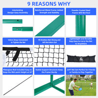 22 FT Portable Pickleball Net with Metal Frame – Easy Setup for Indoor and Outdoor Play, USAPA Regulation Size 5