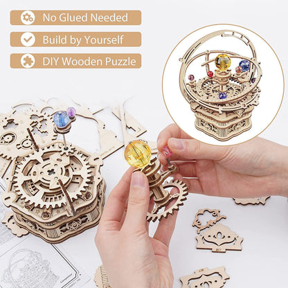 Rotating Starry Night 3D Wooden Puzzle Music Box Kit