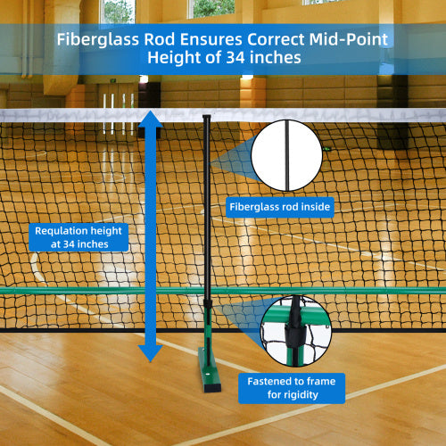 22 FT Portable Pickleball Net with Metal Frame – Easy Setup for Indoor and Outdoor Play, USAPA Regulation Size 3
