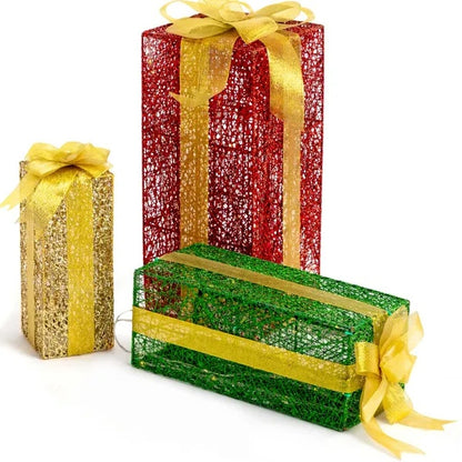 Set of 3 Lighted Christmas Gift Boxes