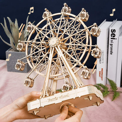 DIY Wooden Ferris Wheel Model Toy with Music