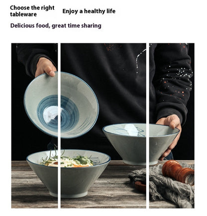 Hand-painted Bamboo Hat Large Thickened Noodle Bowl
