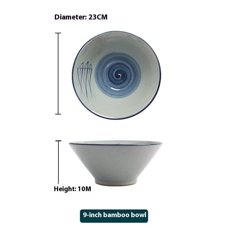 Hand-painted Bamboo Hat Large Thickened Noodle Bowl
