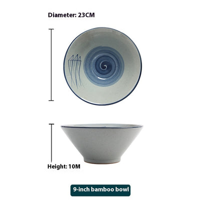 Hand-painted Bamboo Hat Large Thickened Noodle Bowl