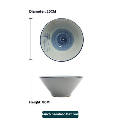Hand-painted Bamboo Hat Large Thickened Noodle Bowl