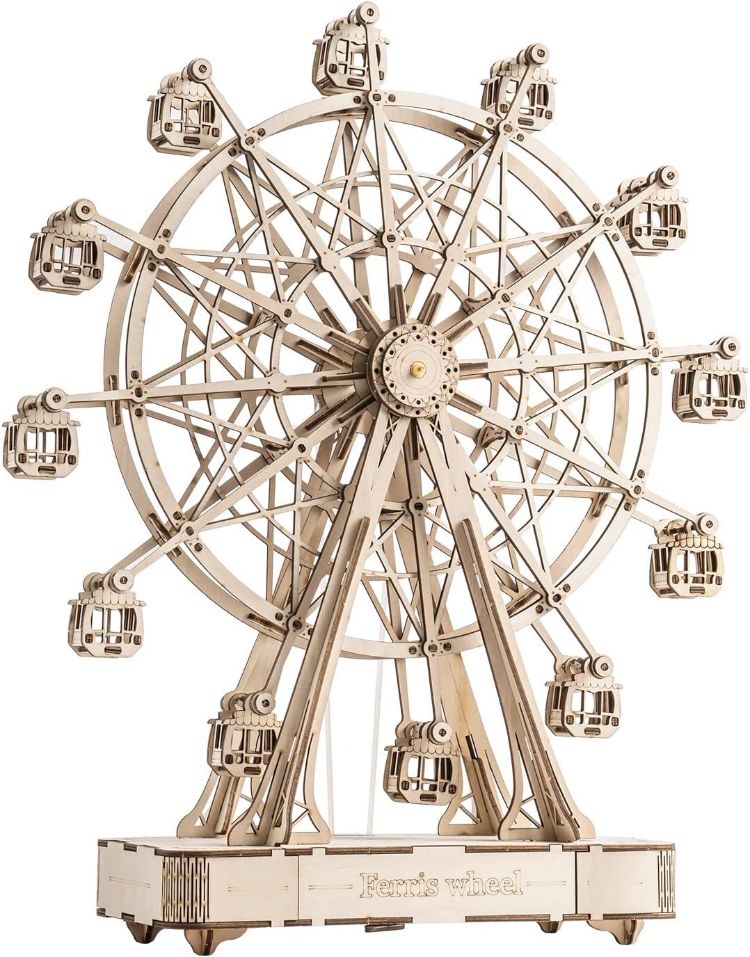 DIY Wooden Ferris Wheel Model Toy with Music