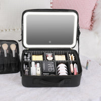 Smart LED Cosmetic Case with 4K Mirror – Large Capacity Travel Makeup Bag 3