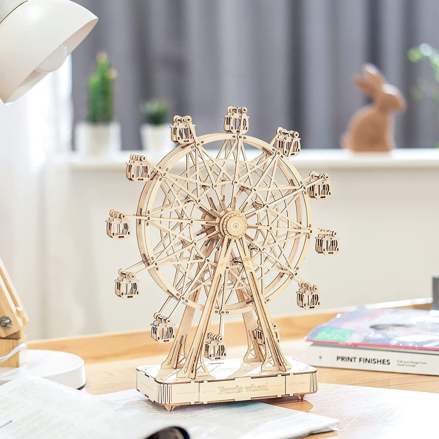 DIY Wooden Ferris Wheel Model Toy with Music
