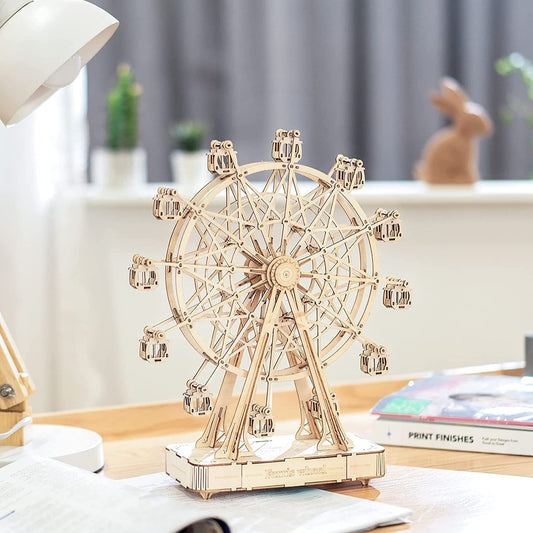 DIY Wooden Ferris Wheel Model Toy with Music