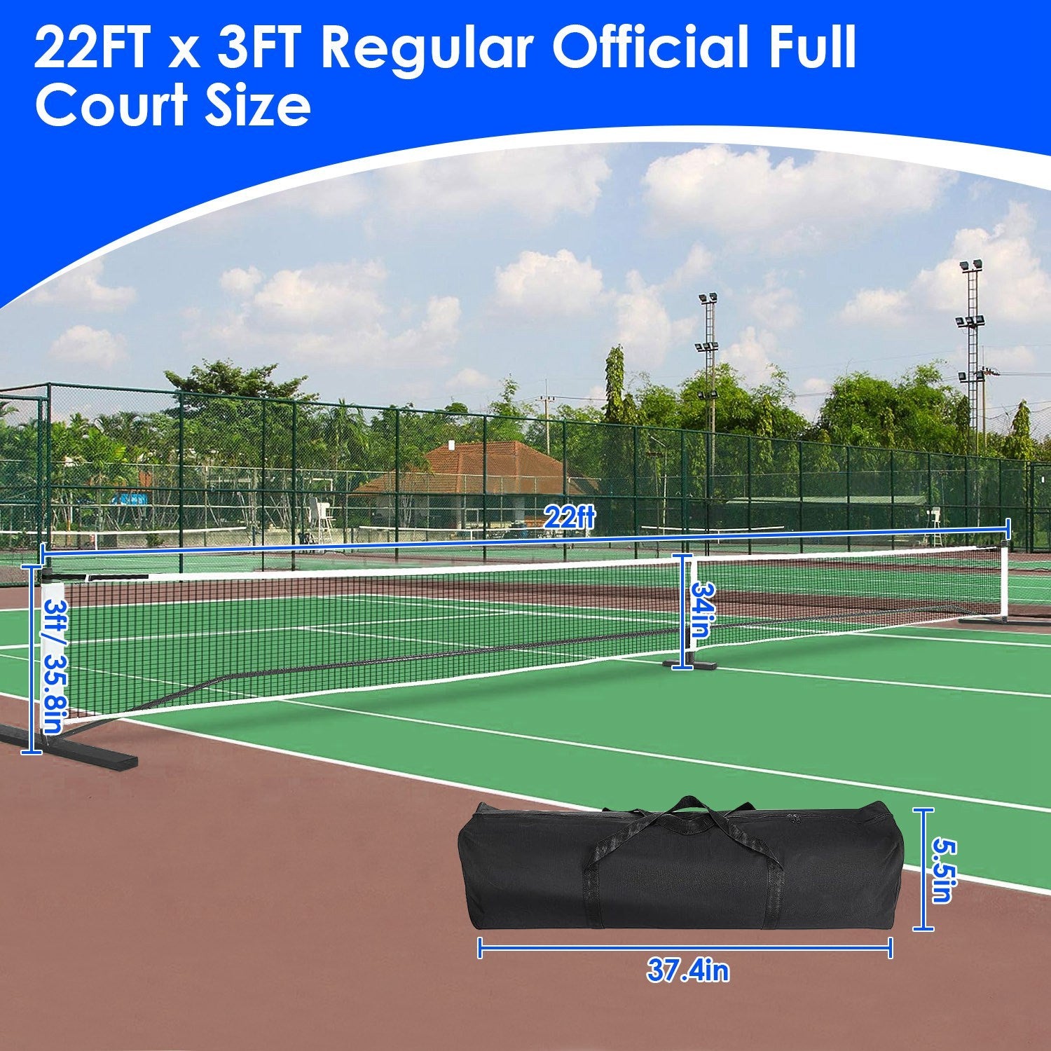 Portable Pickleball Set with Net, 4 Paddles and 4 Balls, Complete Pickleball Kit for Easy Setup and Outdoor Play 3