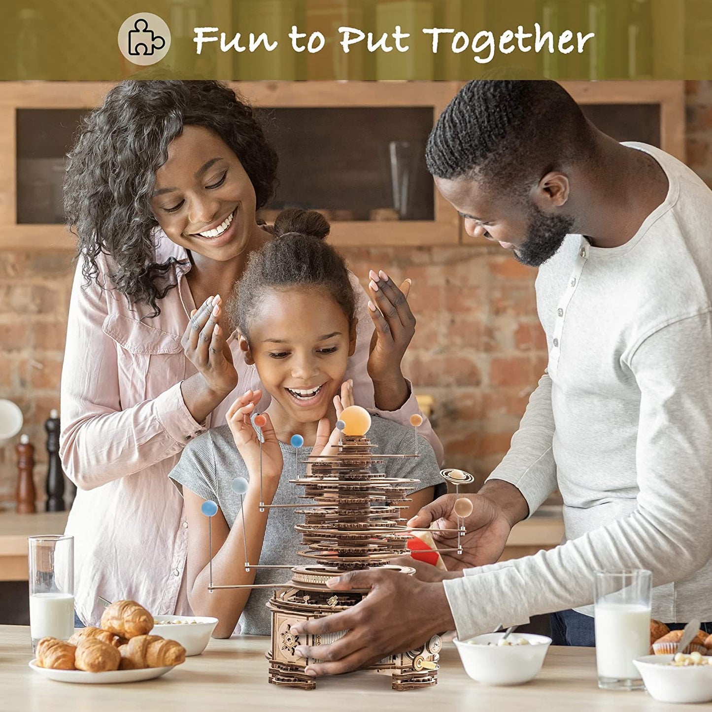 Rotatable Mechanical Orrery 3D Wooden Puzzle Kit