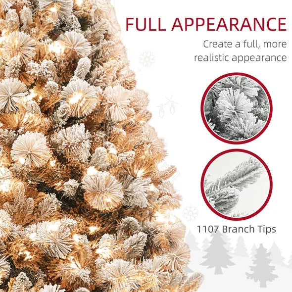 6.5 Ft Pre-Lit Snow Flocked Christmas Tree
