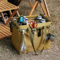 Outdoor Folding Storage Box with Large Capacity – Versatile Khaki Shopping Bag for Picnics and Travel 6